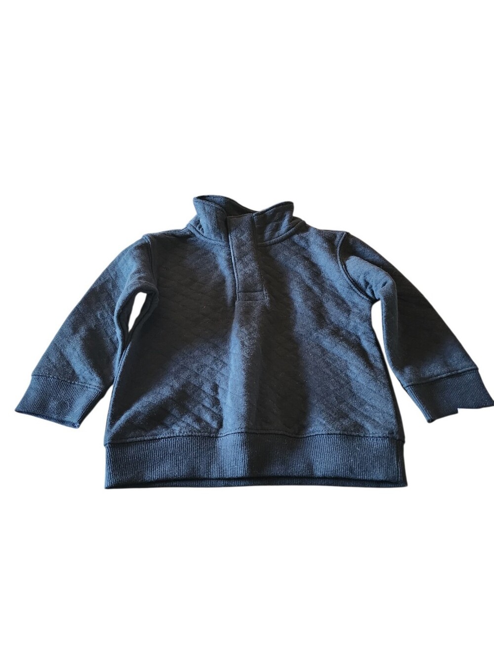 Cat & Jack Black Toddler Boys' Quilted Mock Neck Snap Pullover Sweatshirt NWT!